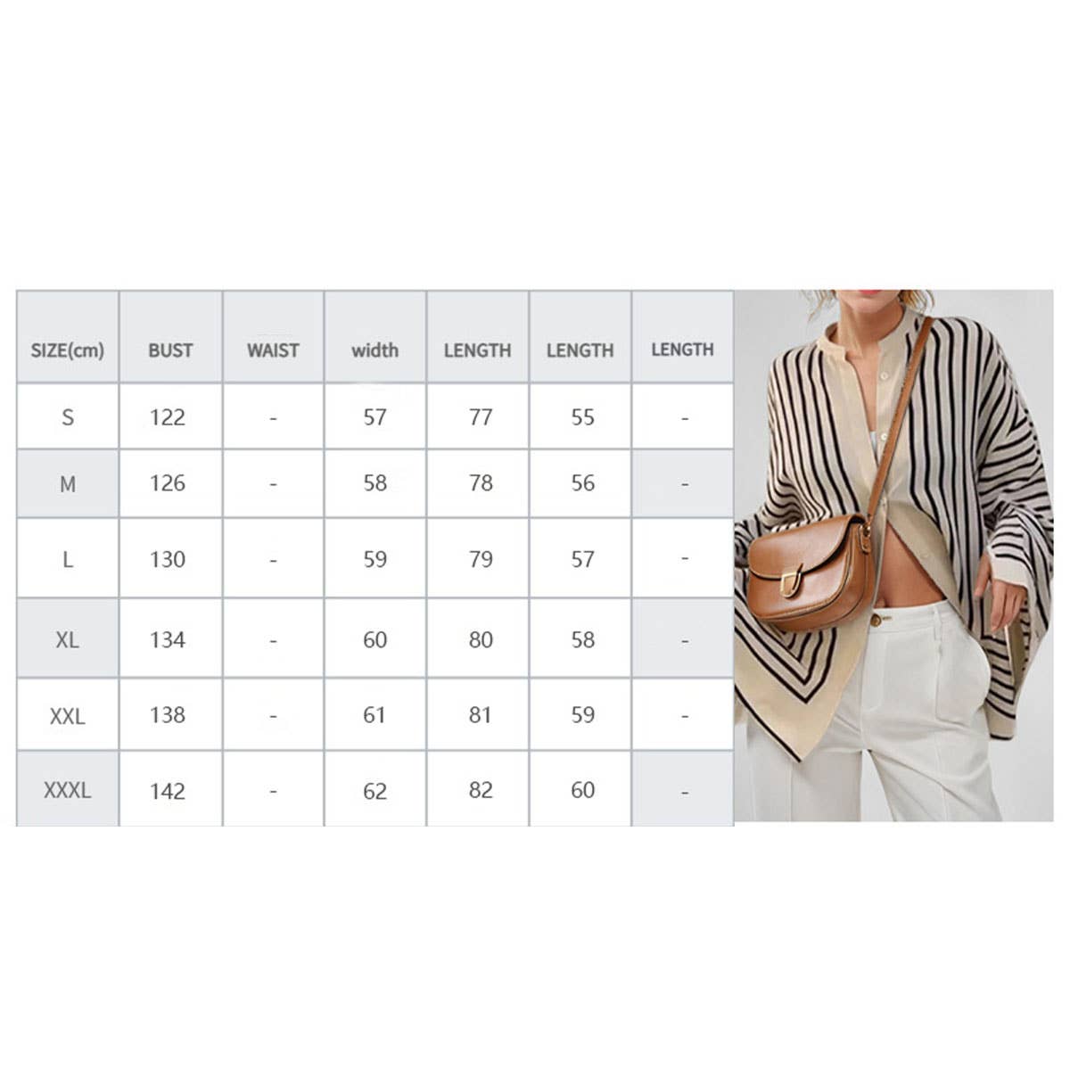 Striped cardigan design stylish crew-neck shirt