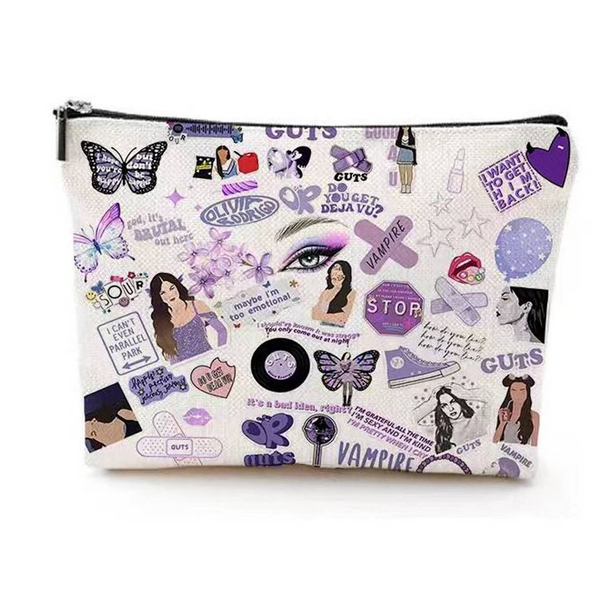 PINK LETTER DOUBLE-SIDED PRINTED COSMETIC BAG_CWAB2247