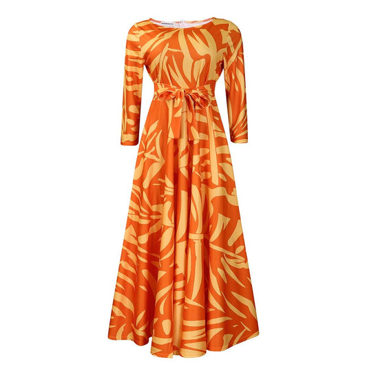 FASHIONABLE LACE-UP PRINTED OVERSIZED DRESS