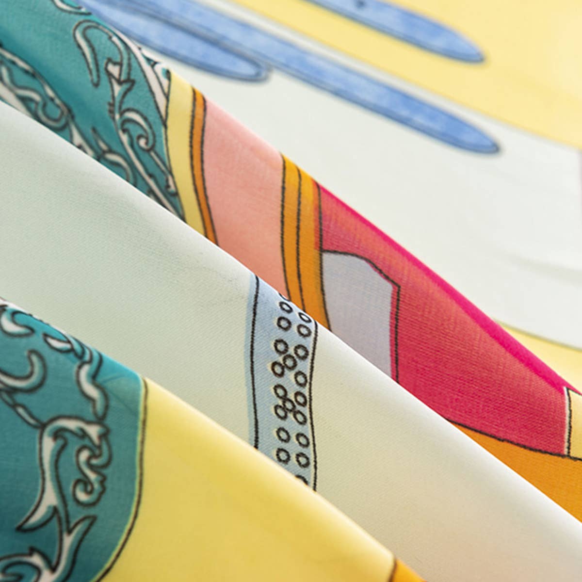 Geometric Floral Satin Square Scarf for Women