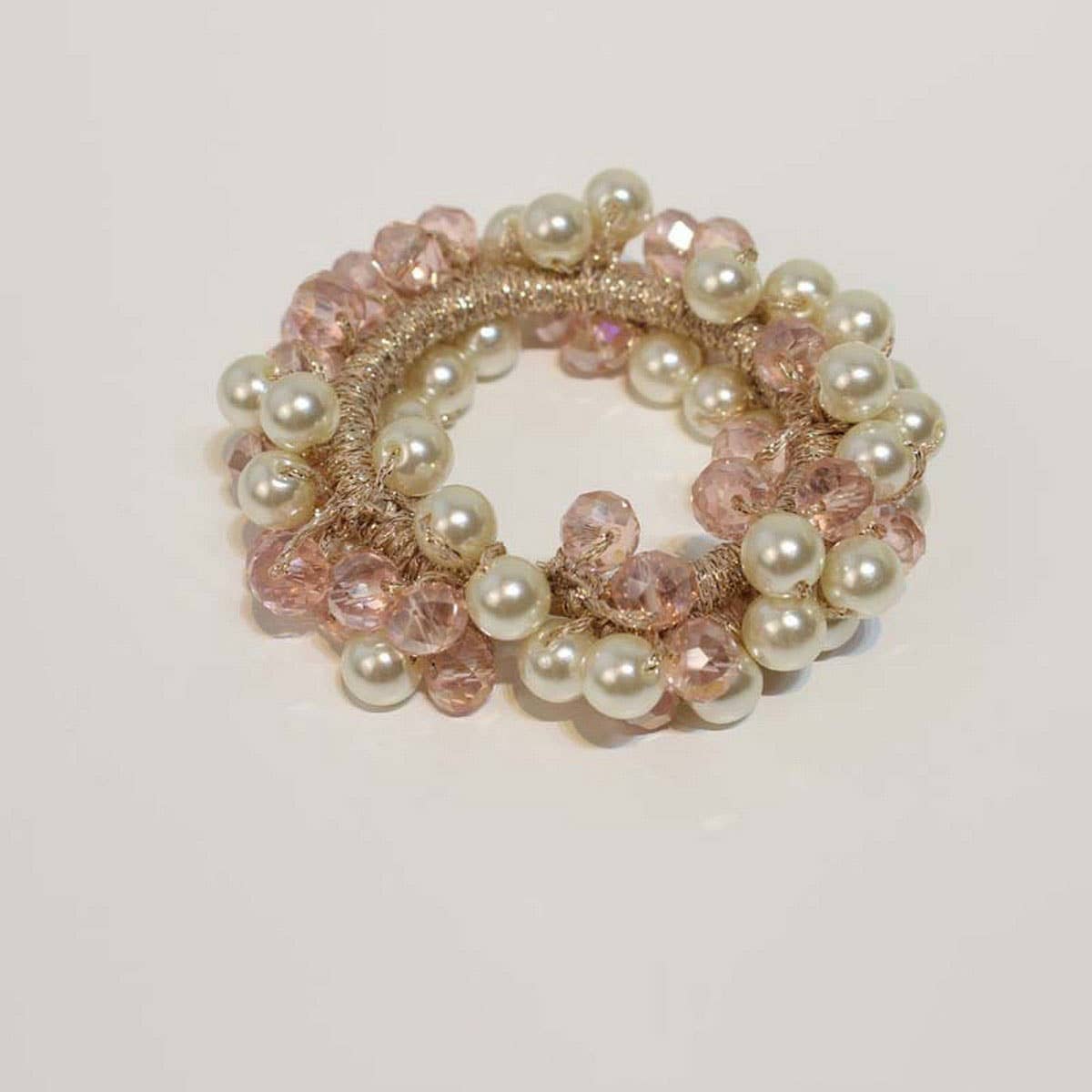 Boho Crystal Pearl Beaded Hair Tie Cute Girl Band_CWAHA6779