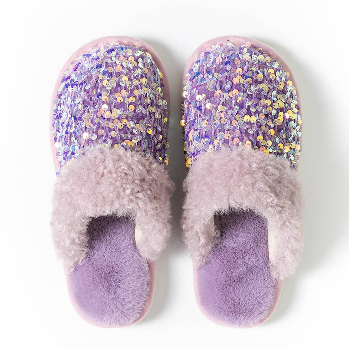 HOME FASHION SEQUINED PLUSH SLIPPERS_CWSHS0830