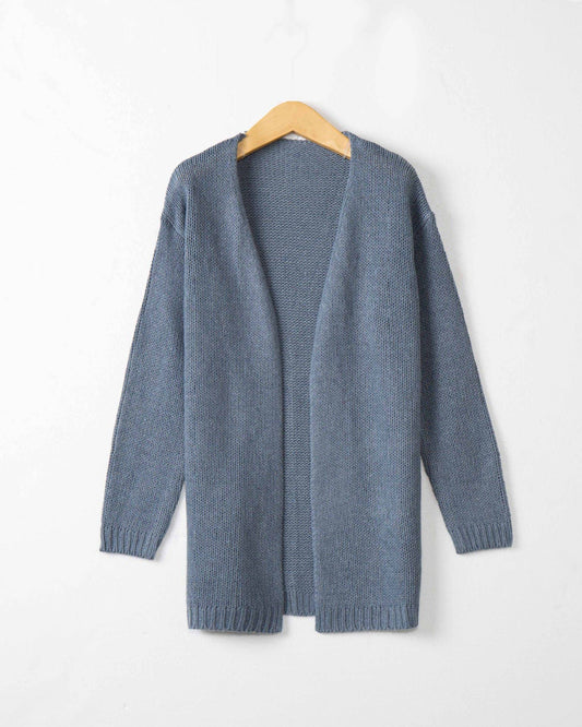 LONG SLEEVE SOLID COLOR LOOSE MID-LENGTH CARDIGAN