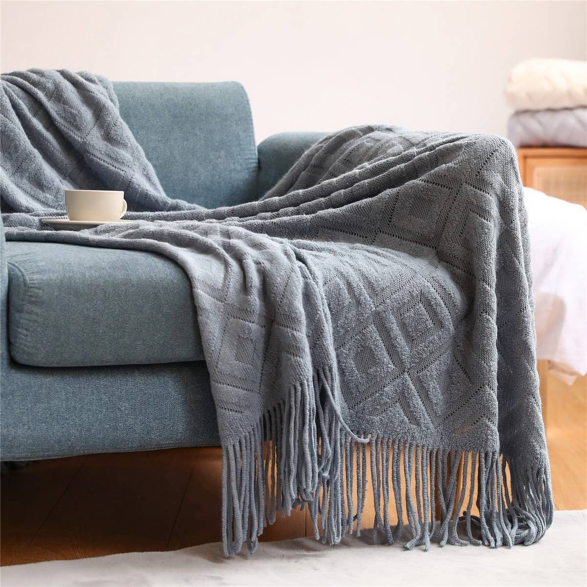 KNITTED JACQUARD SOFA BLANKET NAP BLANKET