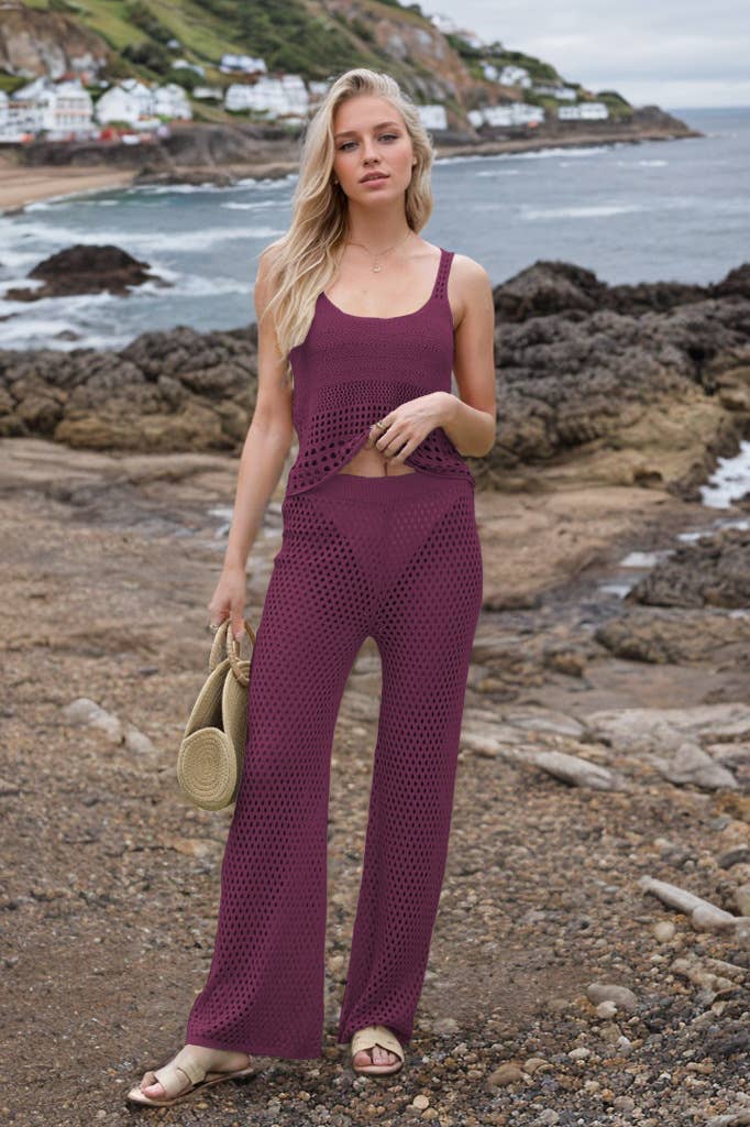 Short beach vest cutout pants solid color suit