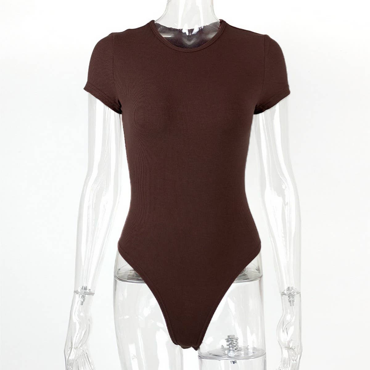 SEXY ROUND NECK SHORT SLEEVED BODYCON BODYSUIT_CWTBLS0313