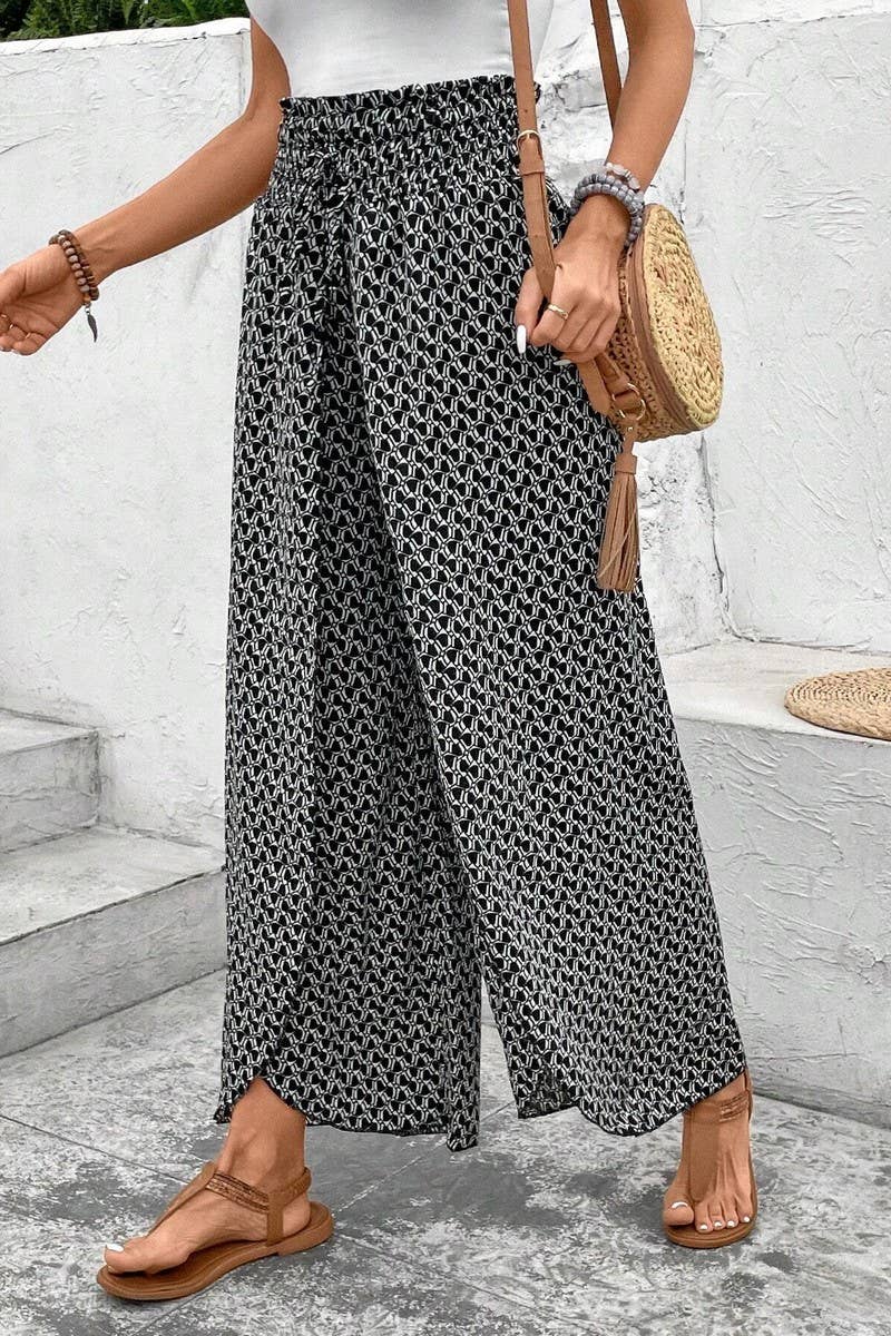 CWBLP1882_SUMMER FASHION FLORAL SIDE SLIT WIDE LEG CULOTTES