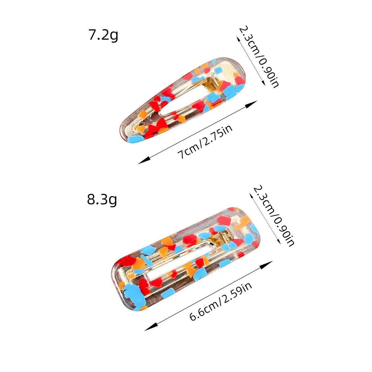 Colored polka dot square acetate plate hair clip