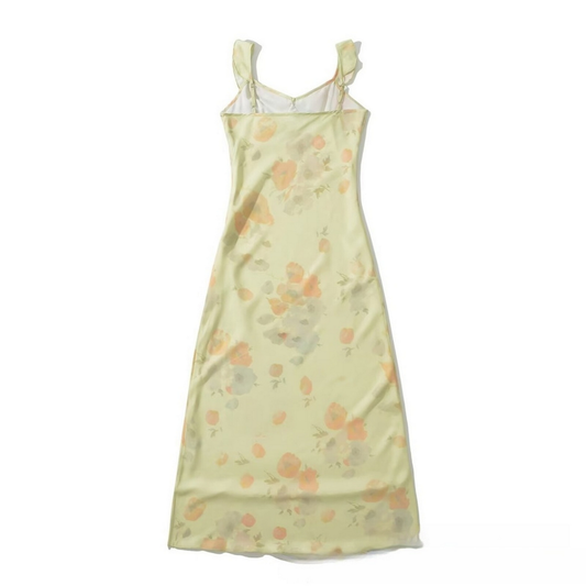 Elegant V-Neck Ruffle Sleeve Dress - French Style