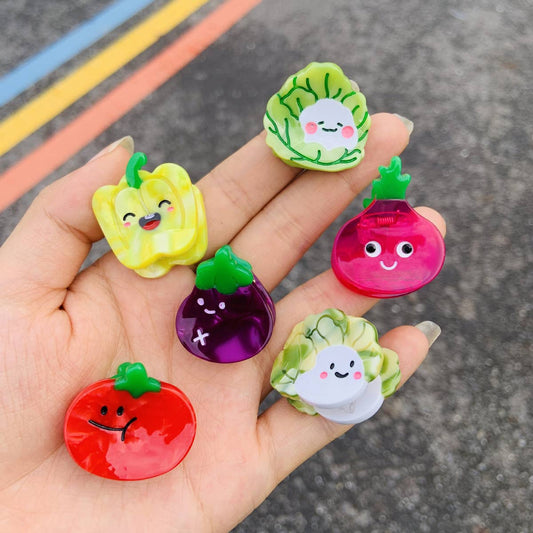 CWAHA4512_NEW EGGPLANT, CHILI, VEGETABLE HAIR CLIP