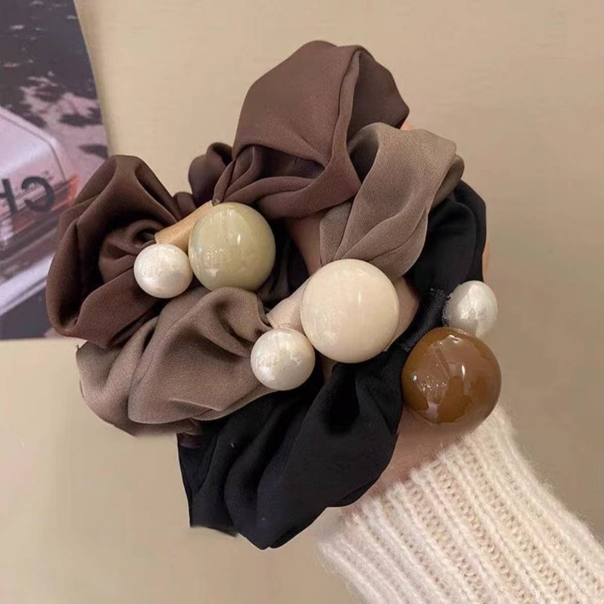 FRENCH FASHION NICHE DESIGN HAIR SCRUNCHIES