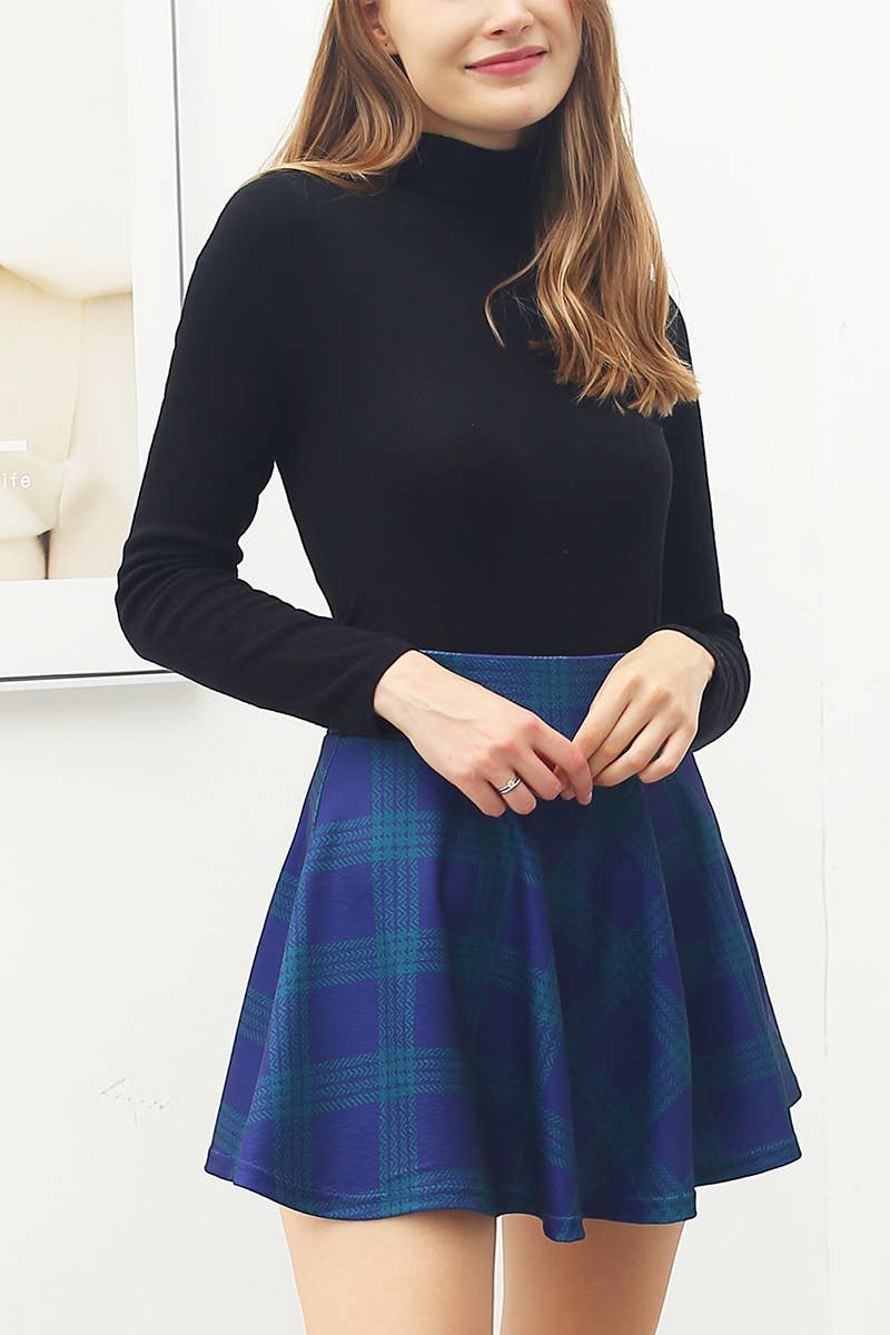 CWBSS105_High Waisted Skirt Mini A-Line Flared Skater Skirt