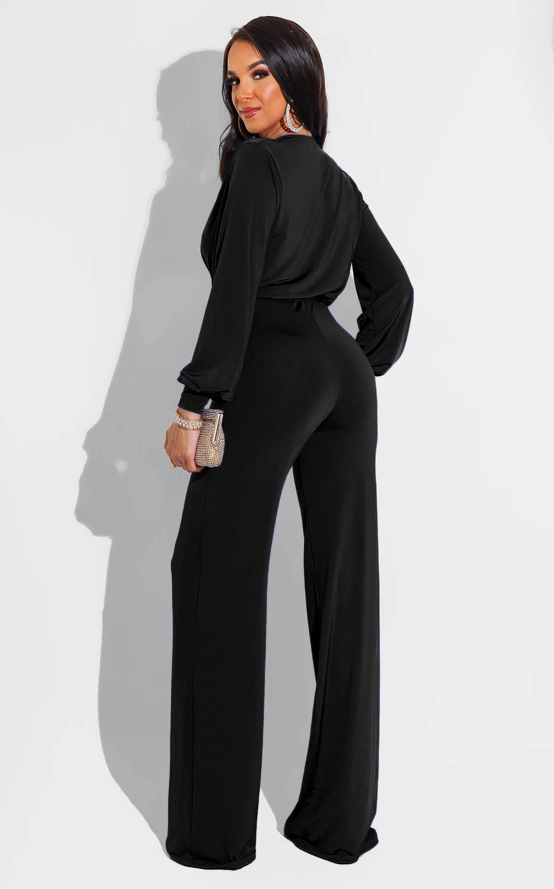 SOLID COLOR CASUAL LONG-SLEEVED KNIT ROMPER