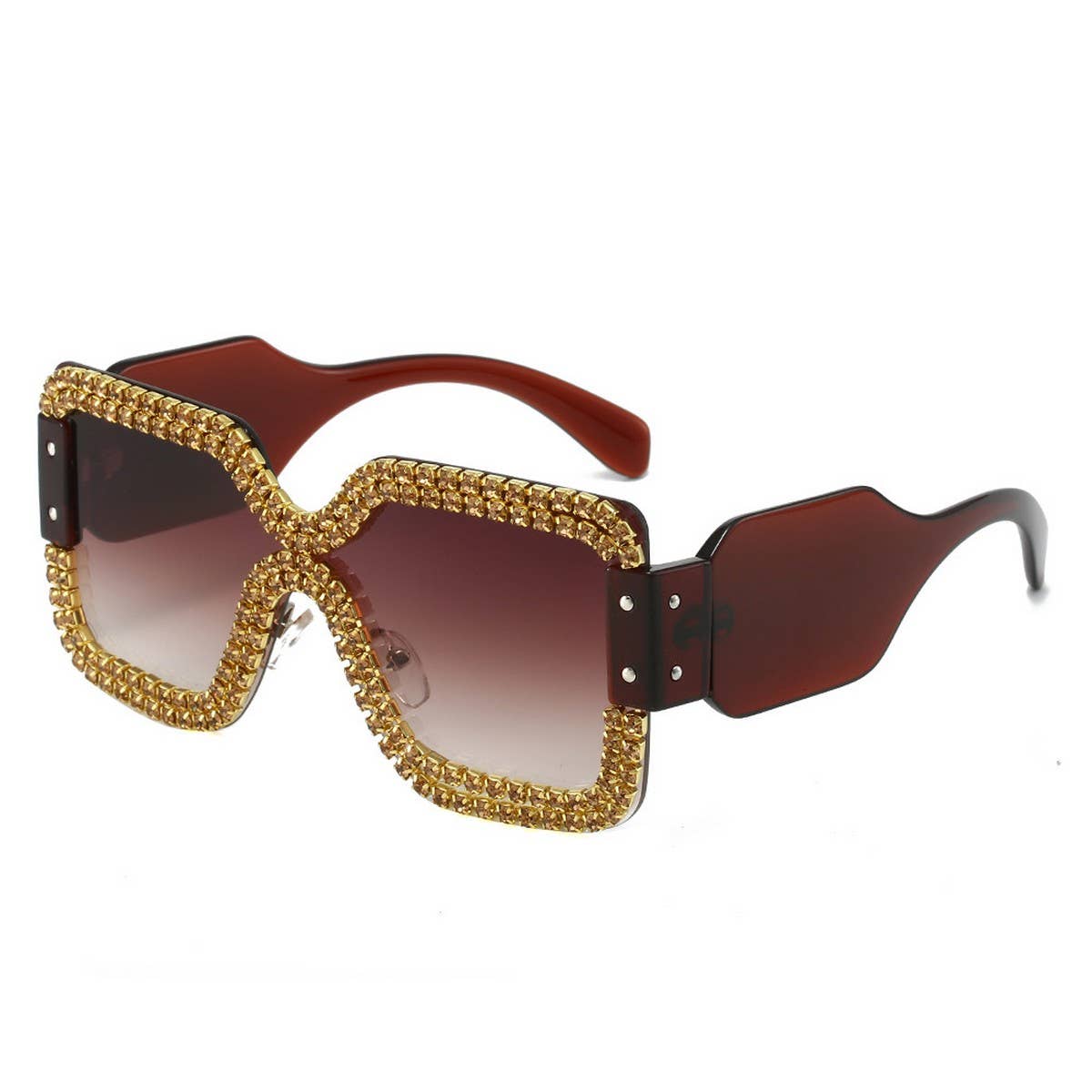 FRAMELESS ONE-PIECE DOUBLE ROW DIAMOND SUNGLASSES