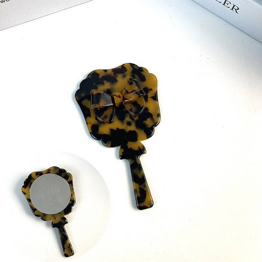 Acetate Bow Round Mirror Handheld Makeup Mirror_CWMM6367