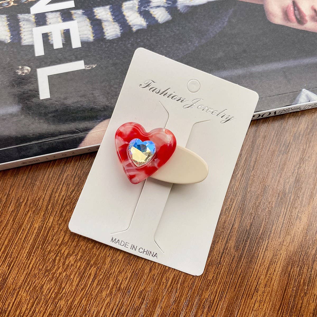 Children's cute heart-shaped diamond hairpin_CWAHA0730