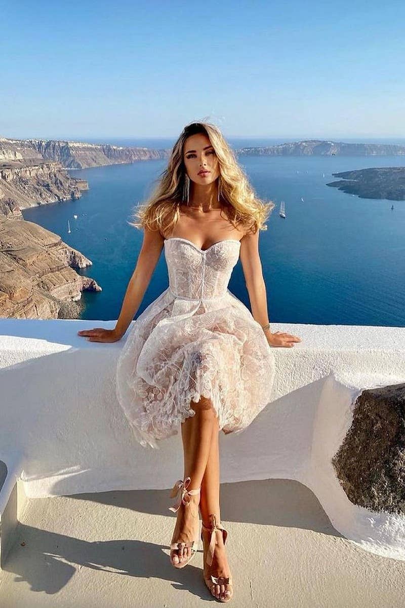 CWDTD0470_EMBROIDERED LACE STRAPLESS BODYCON EVENING DRESS