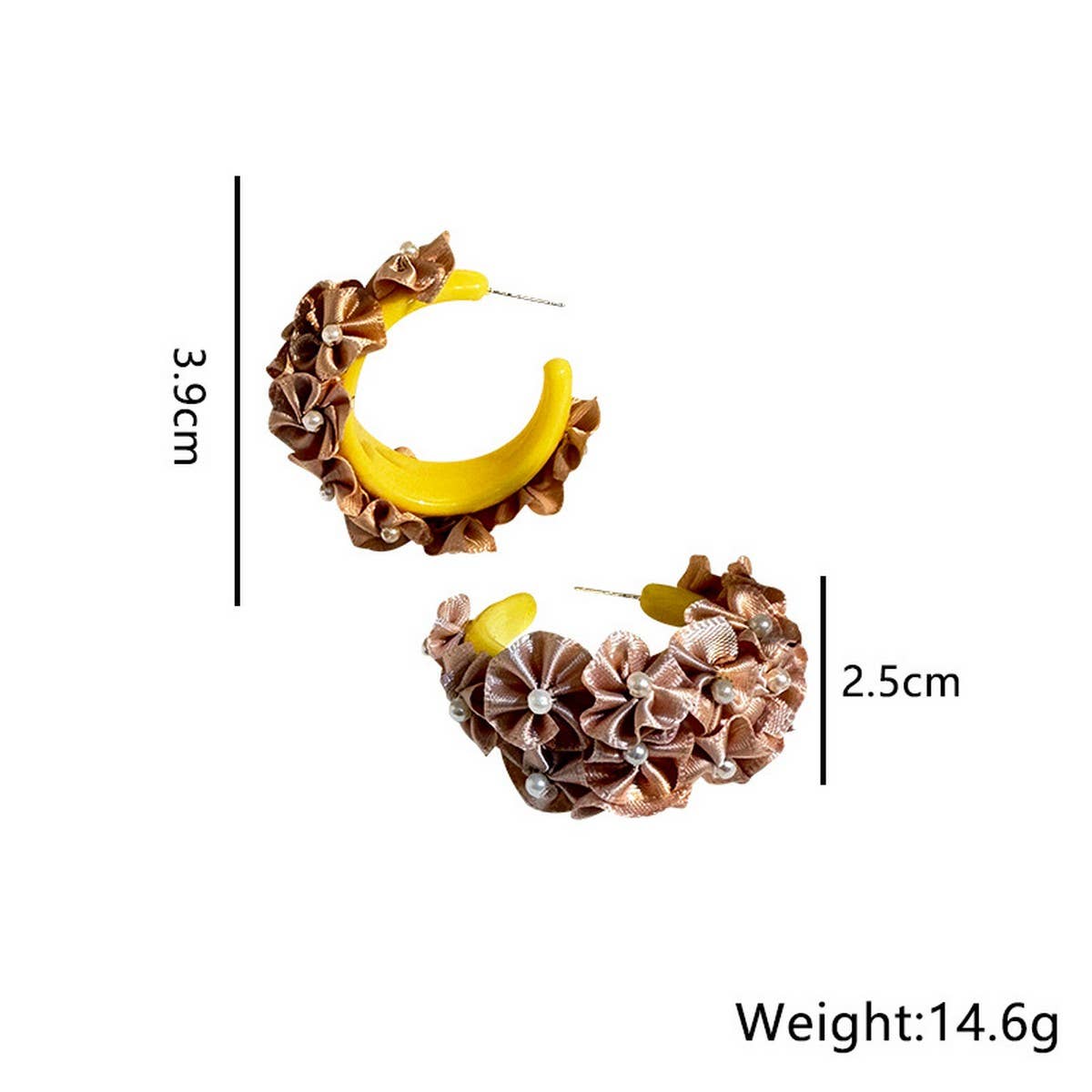 Handmade Fabric Flower C-Hoop Earrings Fresh Style