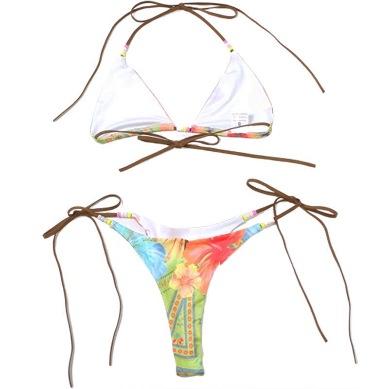 Printed Tie-Up Push-Up Bikini Set