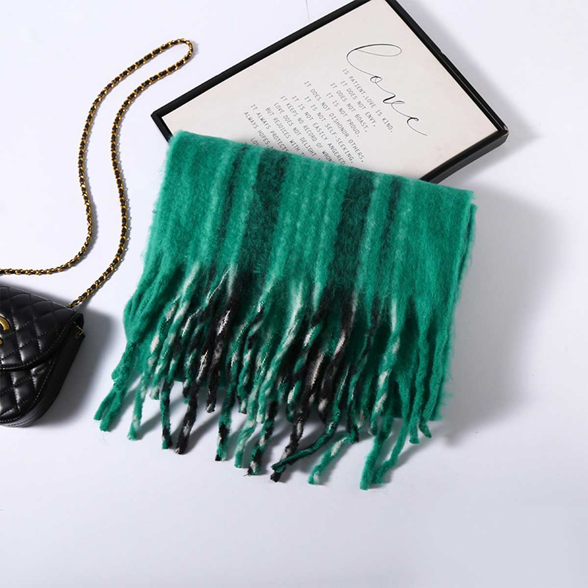 Korean Striped Brushed Winter Scarf for Women