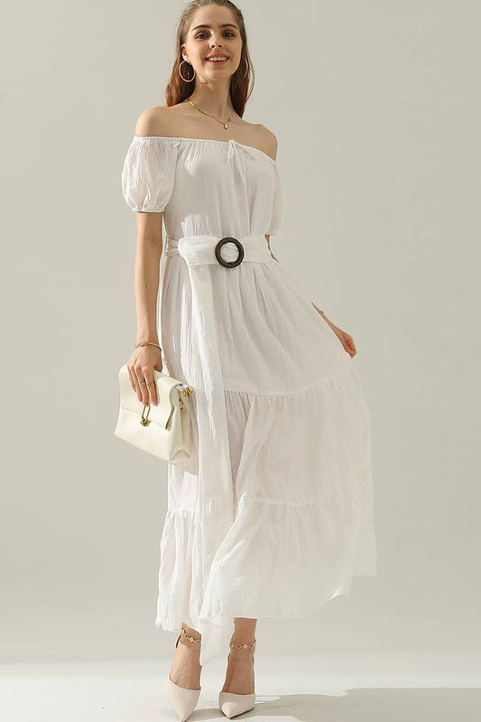 CWDMD812-P_TIERED OFF SHOULDER SHORT SLEEVE MAXI DRESS