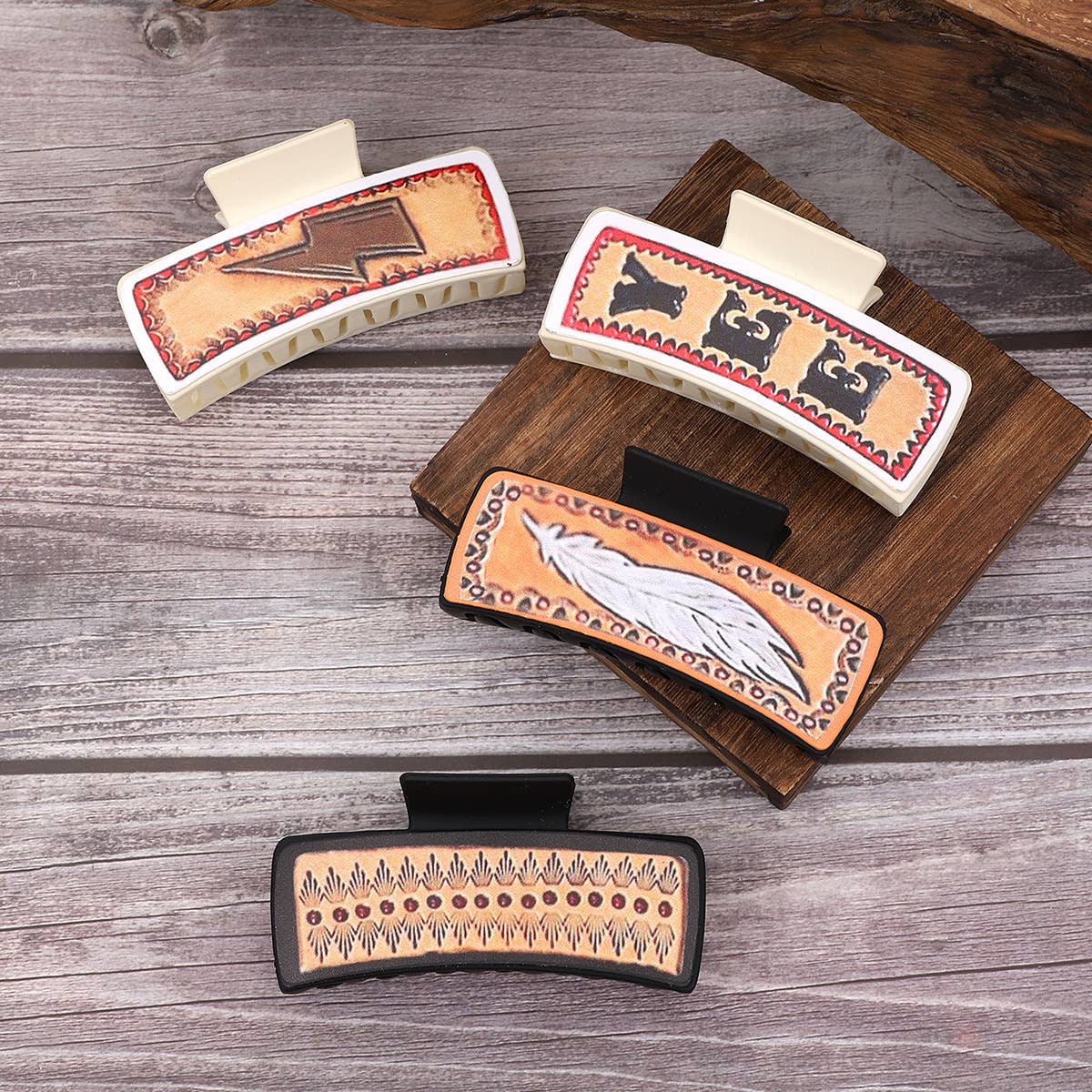 FASHION LETTER FEATHER PATTERN HAIR CLAW CLIPS_CWASC1630