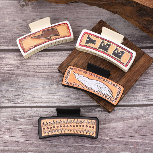 FASHION LETTER FEATHER PATTERN HAIR CLAW CLIPS_CWASC1630