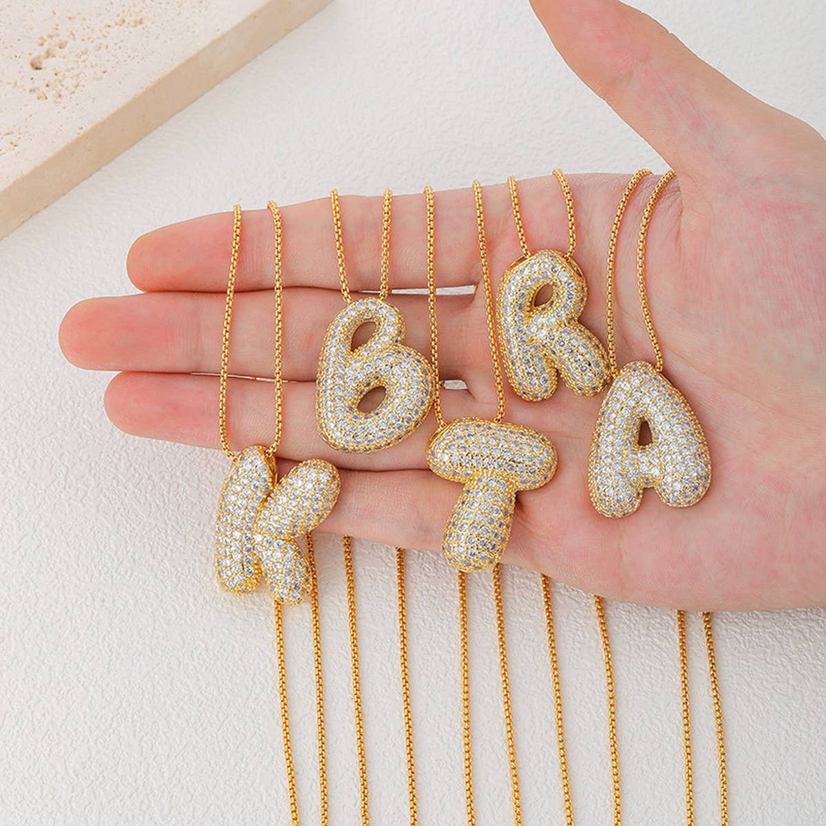 26 Letters Necklace - Copper Zirconia Pendant_CWMM5864