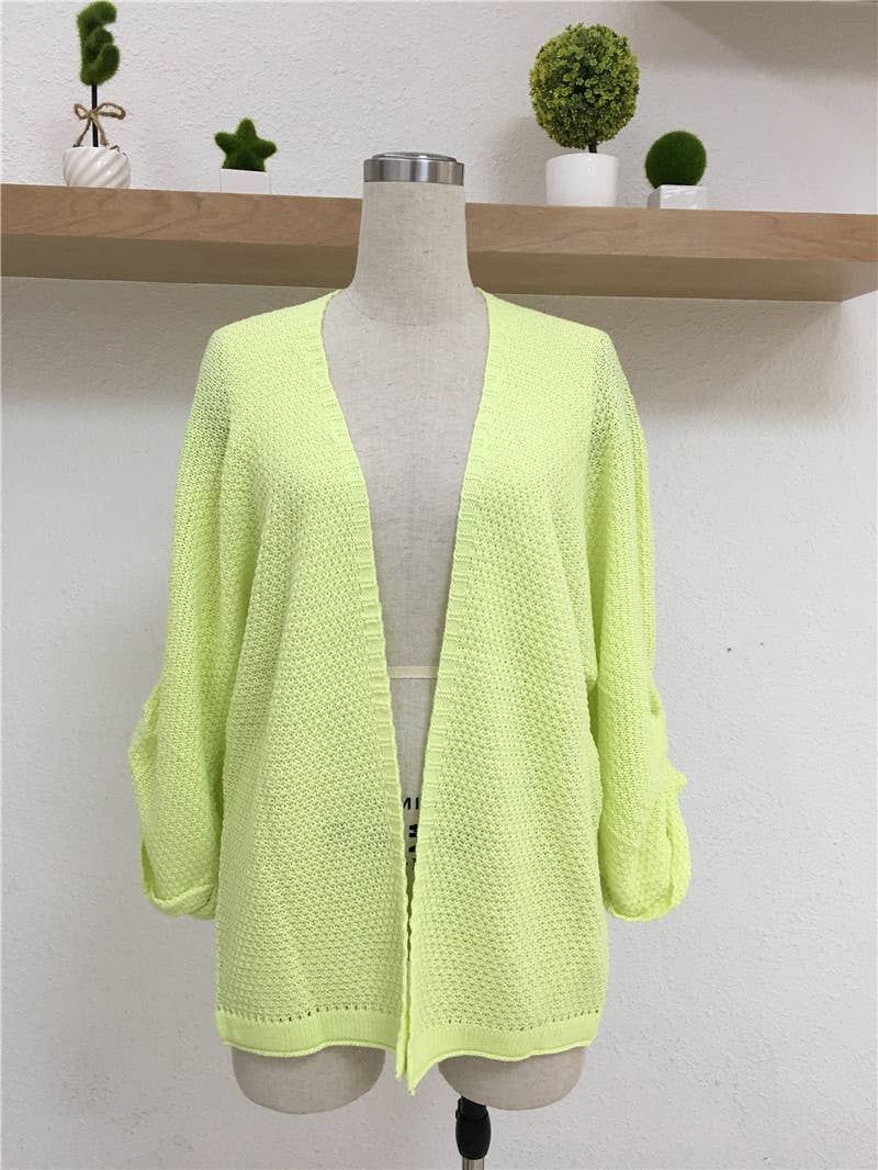 SOLID COLOR KNIT CARDIGAN SWEATER COAT