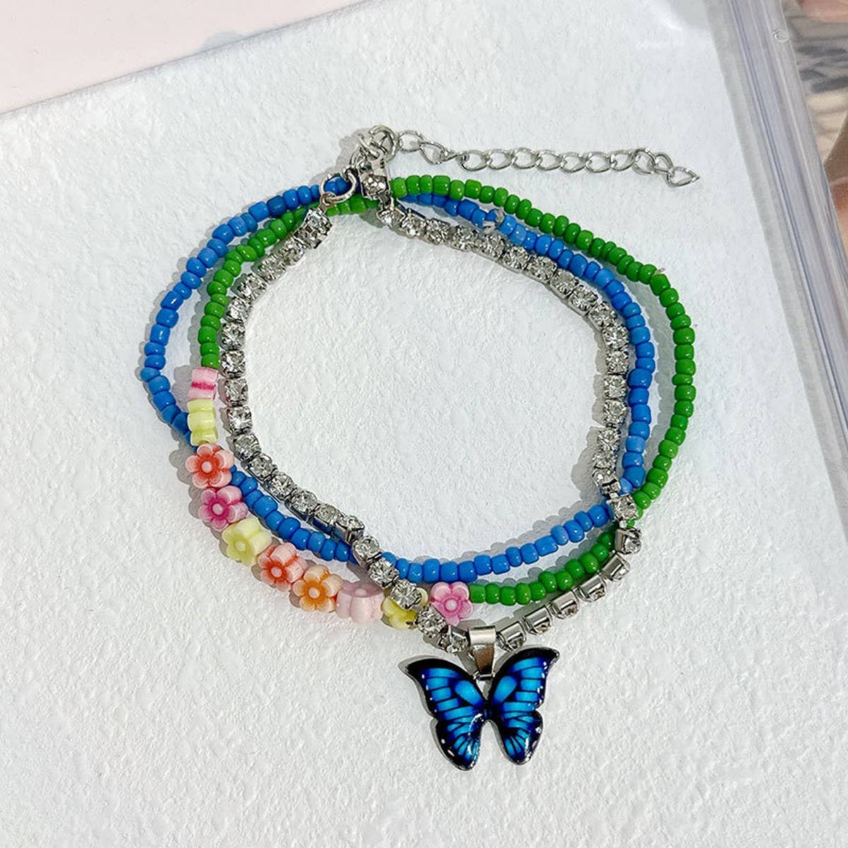Boho Butterfly & Flower Anklet Set ??Handmade_CWMM6358
