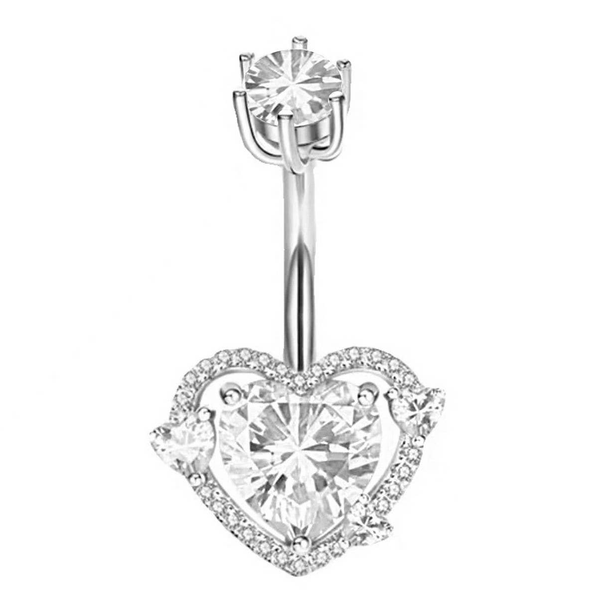 Heart CZ Belly Button Ring ? Hypoallergenic