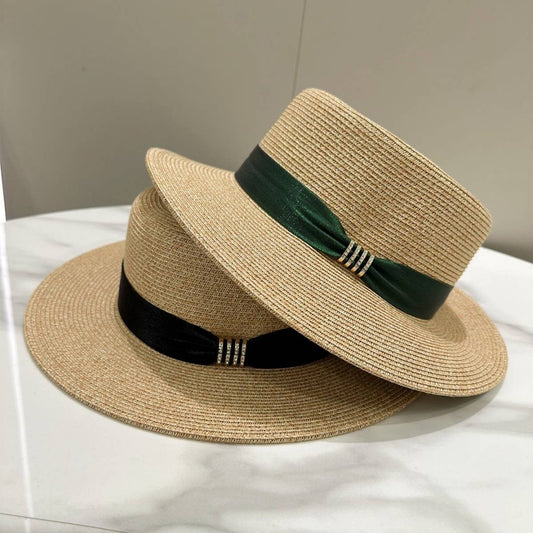 Summer simple high-end flat top straw hat_CWAH3592