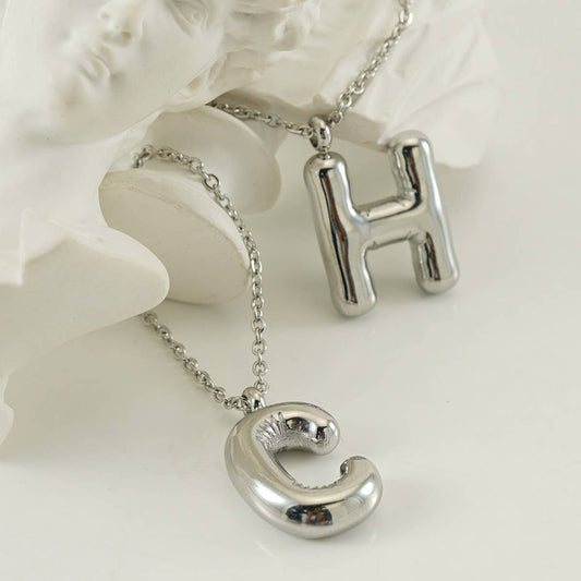 CWAJE1946_Steel Color Bubble Letter Necklace