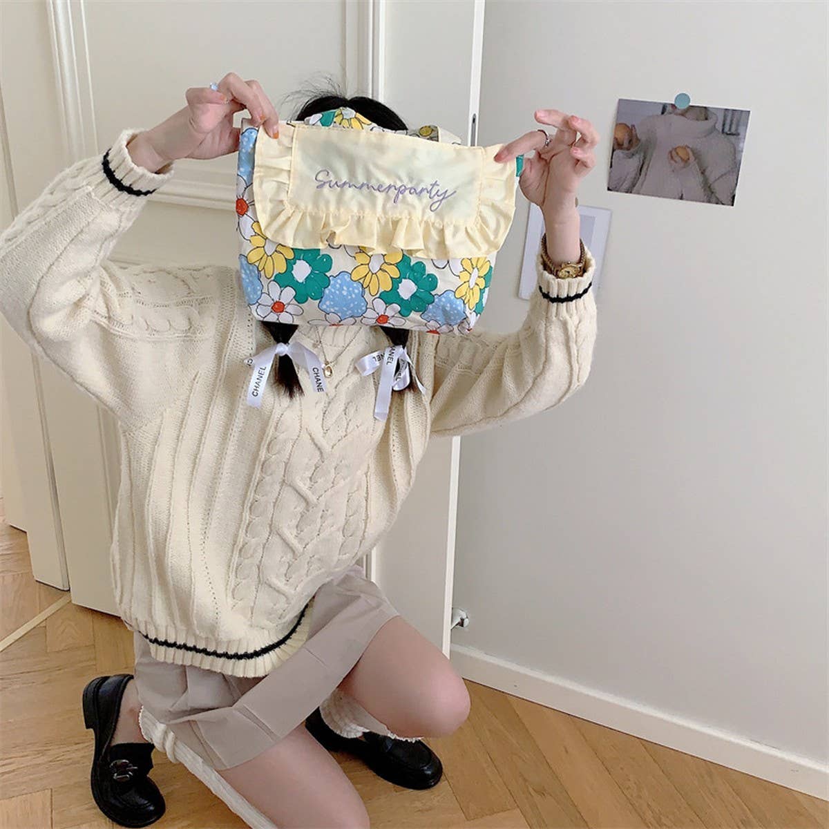 CWAB5819_SWEET RUFFLED FRESH EMBROIDERED CANVAS HANDBAG