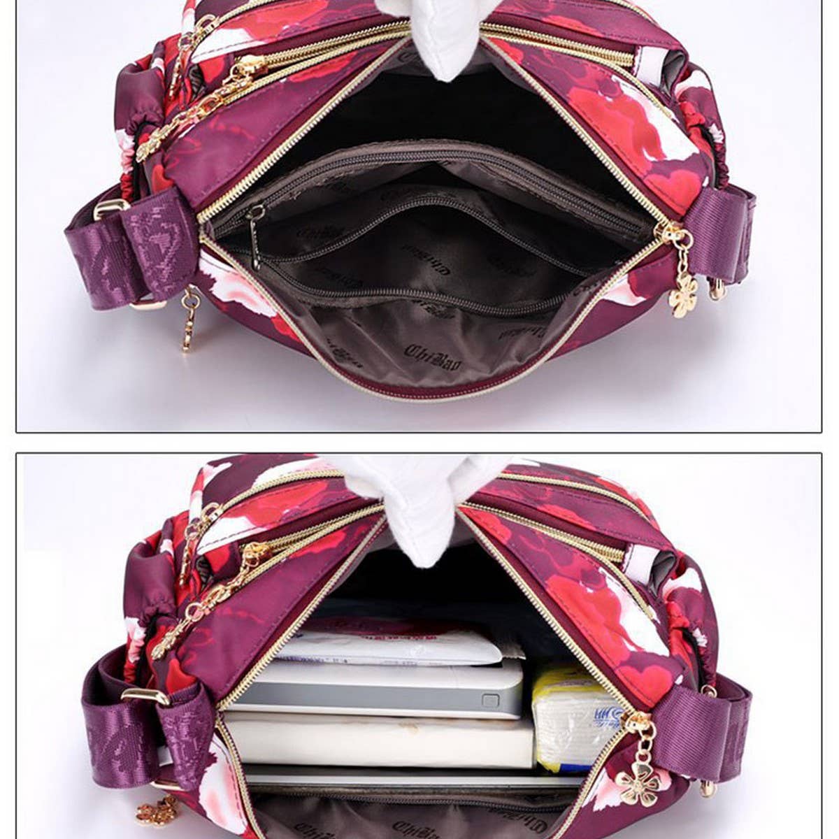 MULTILAYER PRINTED BACKPACK SHOULDER CROSSBODY BAG