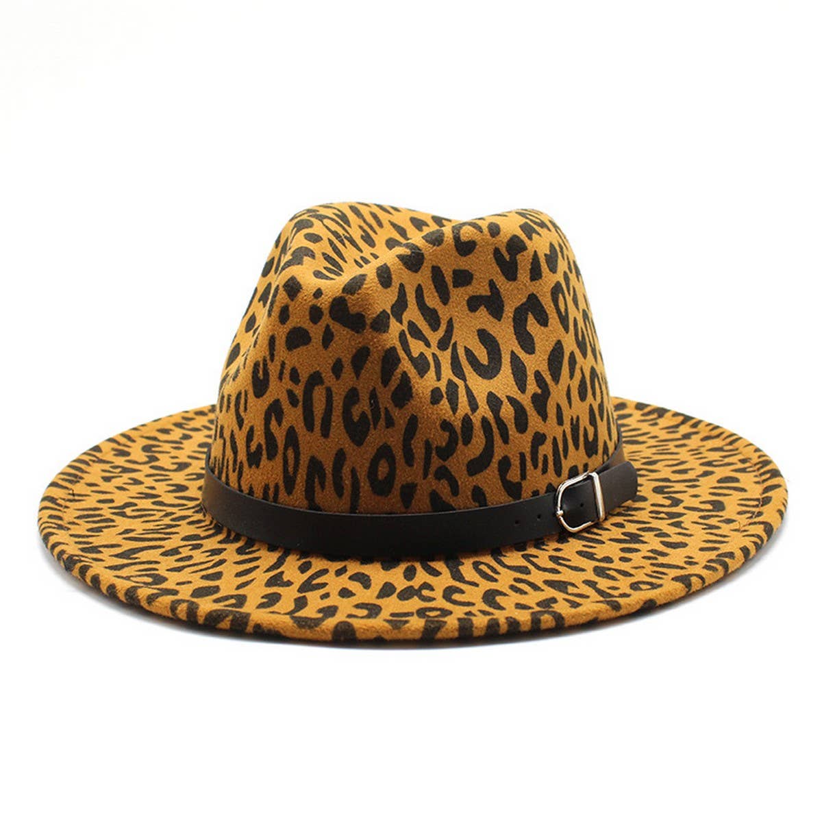 LEOPARD PRINT HAT JAZZ HAT WOOLEN HAT WIDE BRIM HAT_CWAH2578