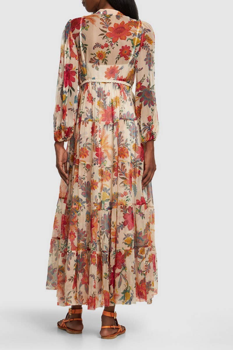 CWDMD5748_FASHION PRINTED CASUAL LACE-UP DRESS