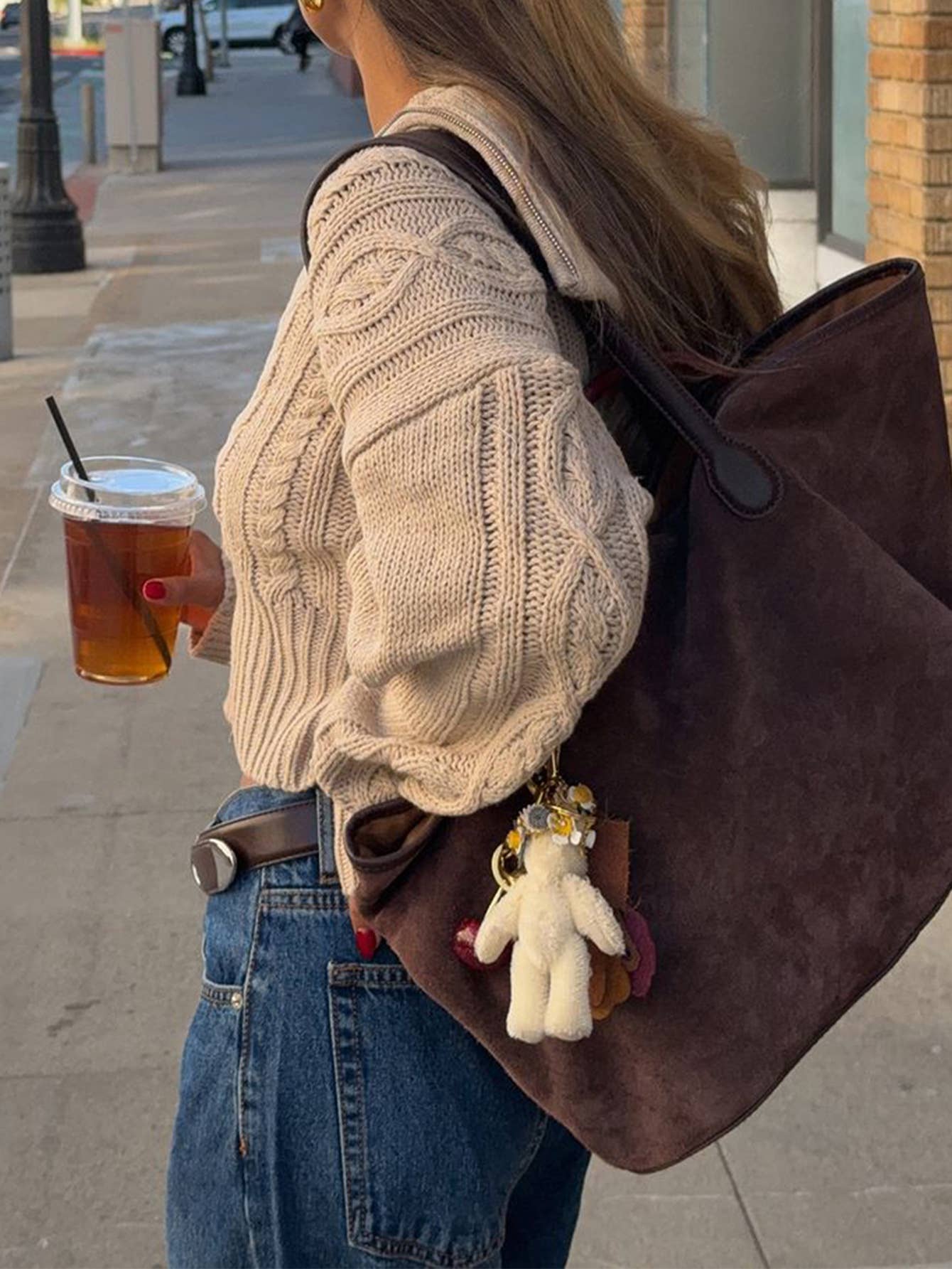 Simple zipper solid-color short knitted cardigan