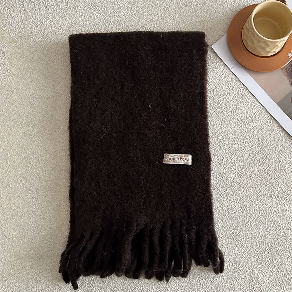Chunky Wool Blend Scarf for Winter ? Solid Color