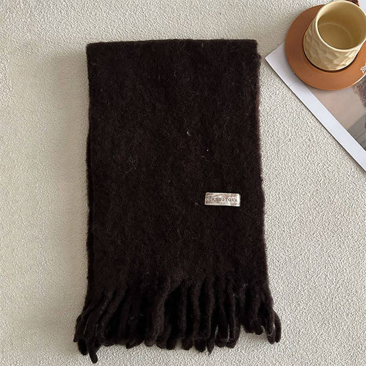 Chunky Wool Blend Scarf for Winter ? Solid Color