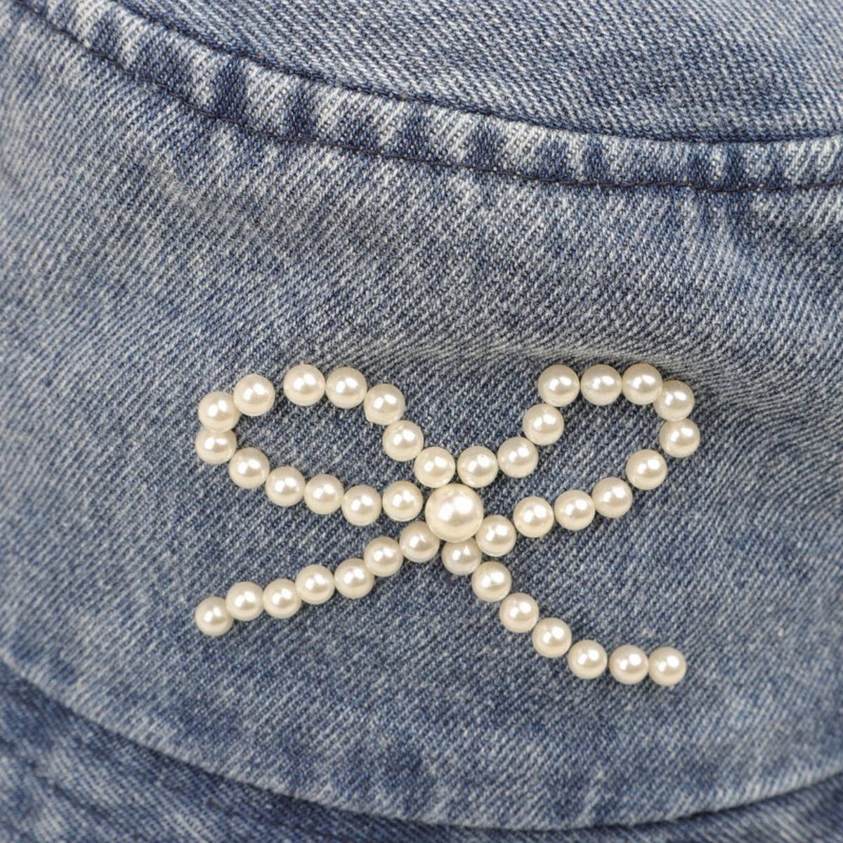PEARL BOW DENIM BUCKET HAT_CWAH1537