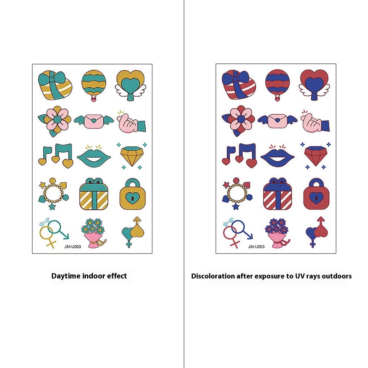 UV Color-Changing Sunscreen Test Tattoo Stickers