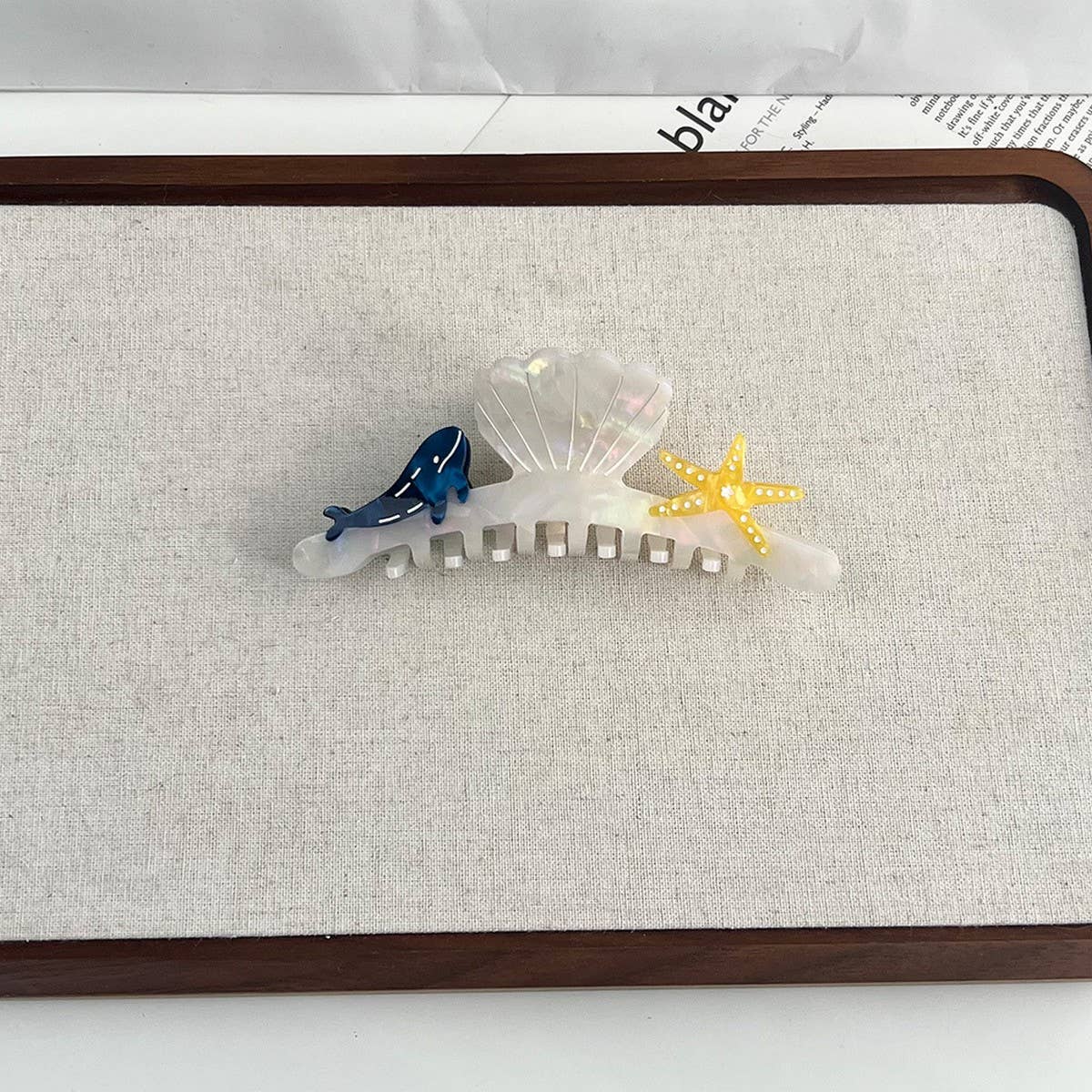 Ocean Design Acetate Claw Clip ??Whale & Shell_CWAHA5890