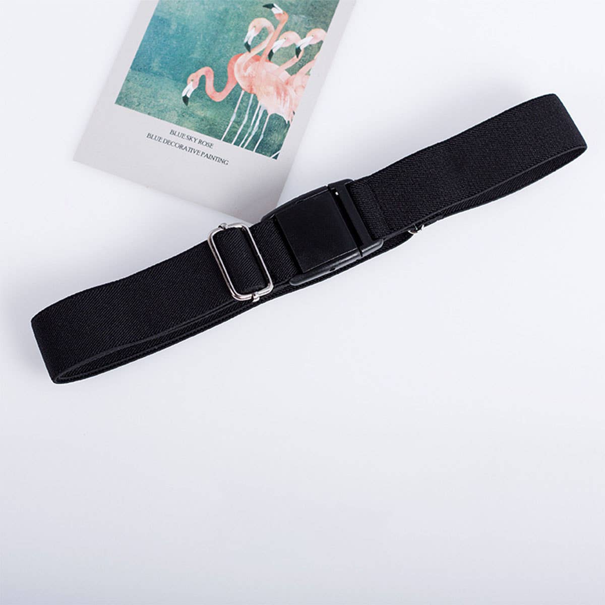 SOLID COLOR PLASTIC BUCKLE ELASTIC BELT_CWABE0681
