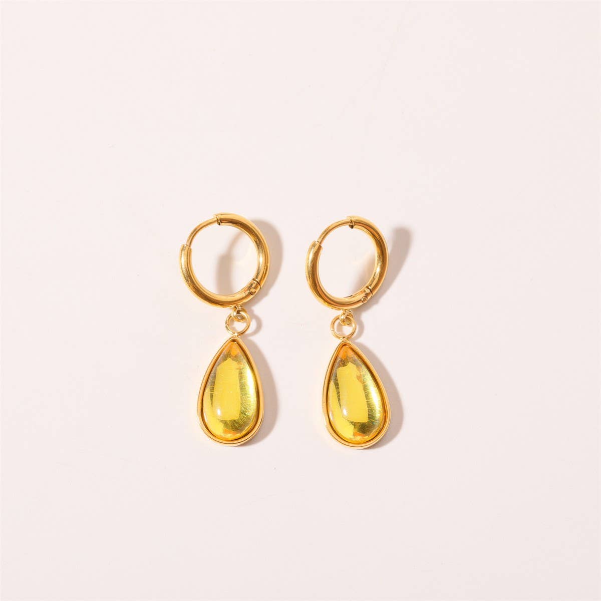 Teardrop Birthstone Earrings Gold Stainless