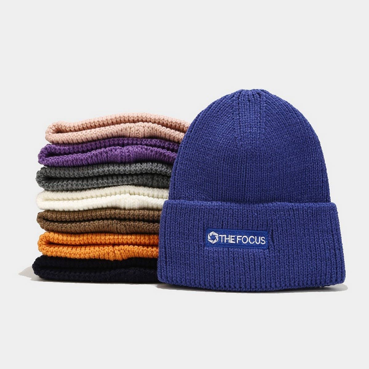 LETTER  THICKENED EMBROIDERED BEANIE KNITTED HAT_CWAH2073