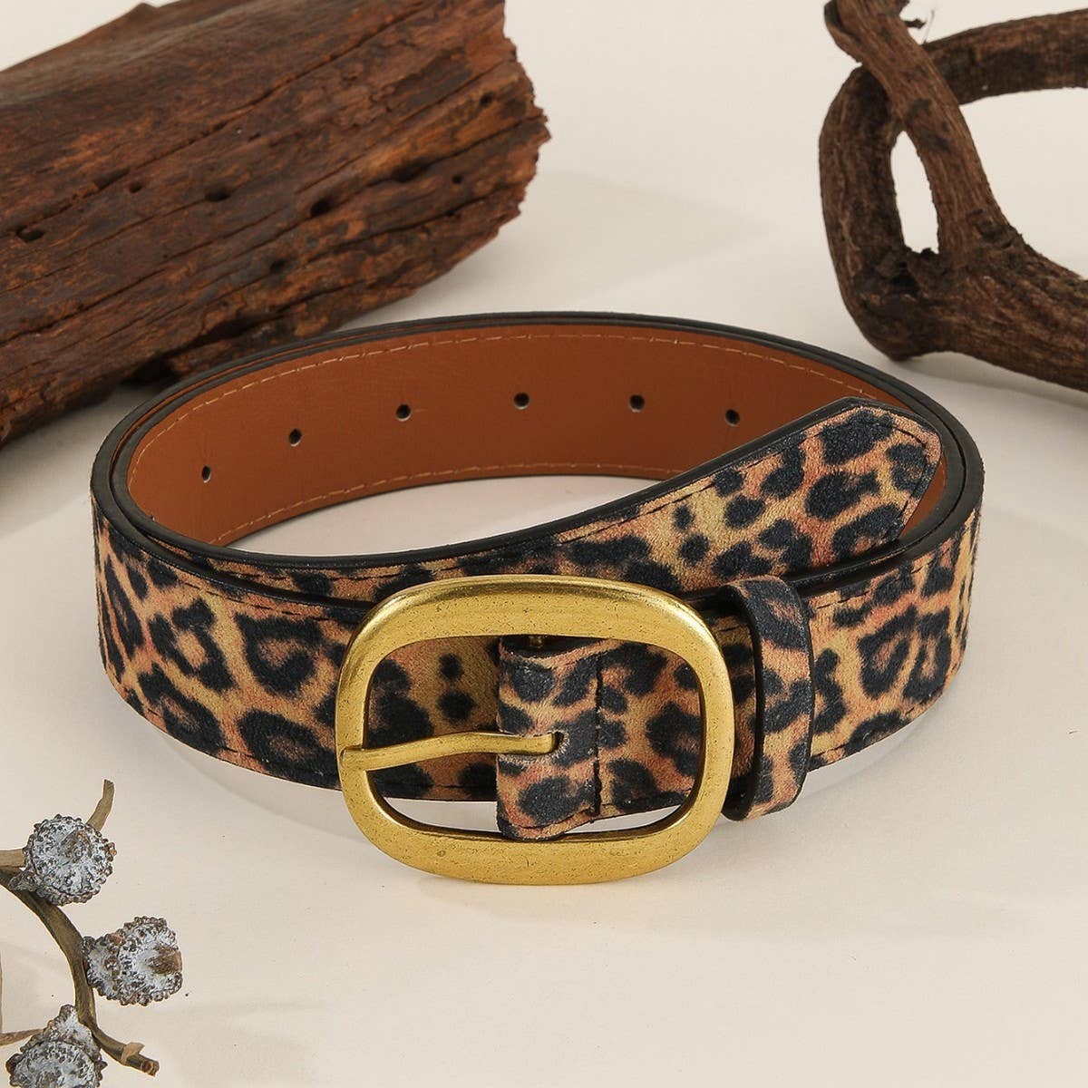 VINTAGE FASHION LEATHER BELT JEANS BRASS BUCKLEBELT