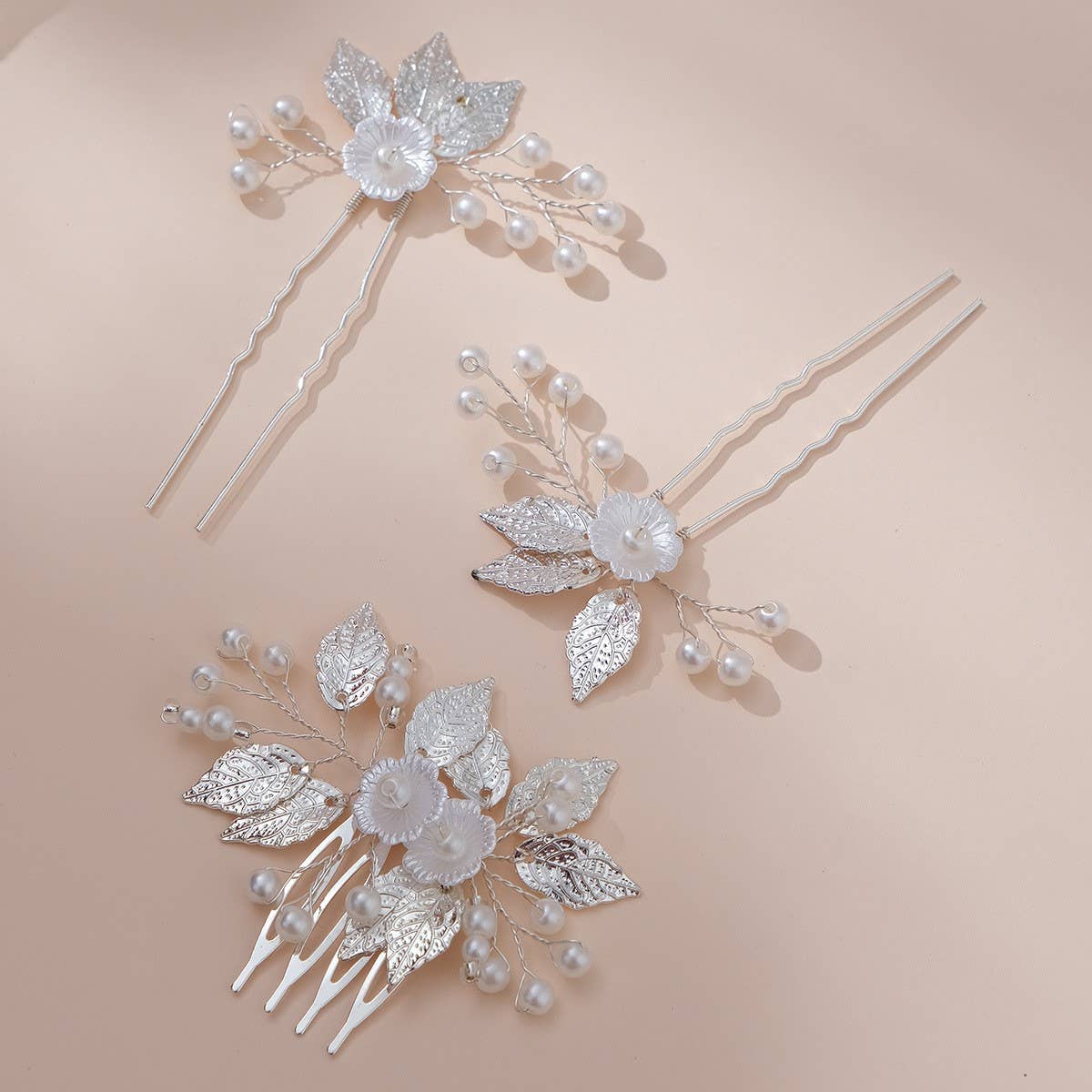 SILVER LEAF PIN BRIDAL HAIR ACCESSORIES