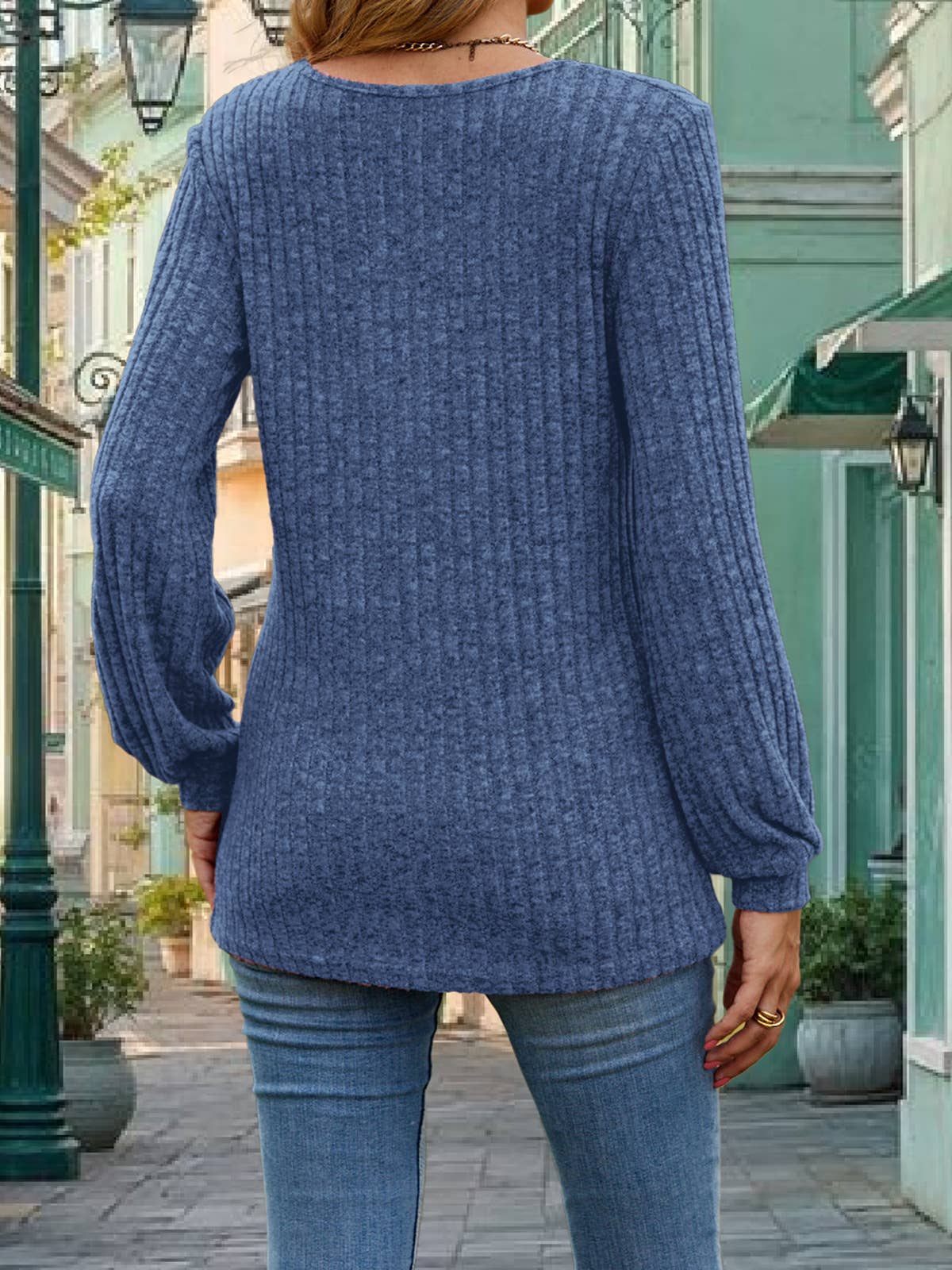 Knitted long-sleeved fashionable casual top