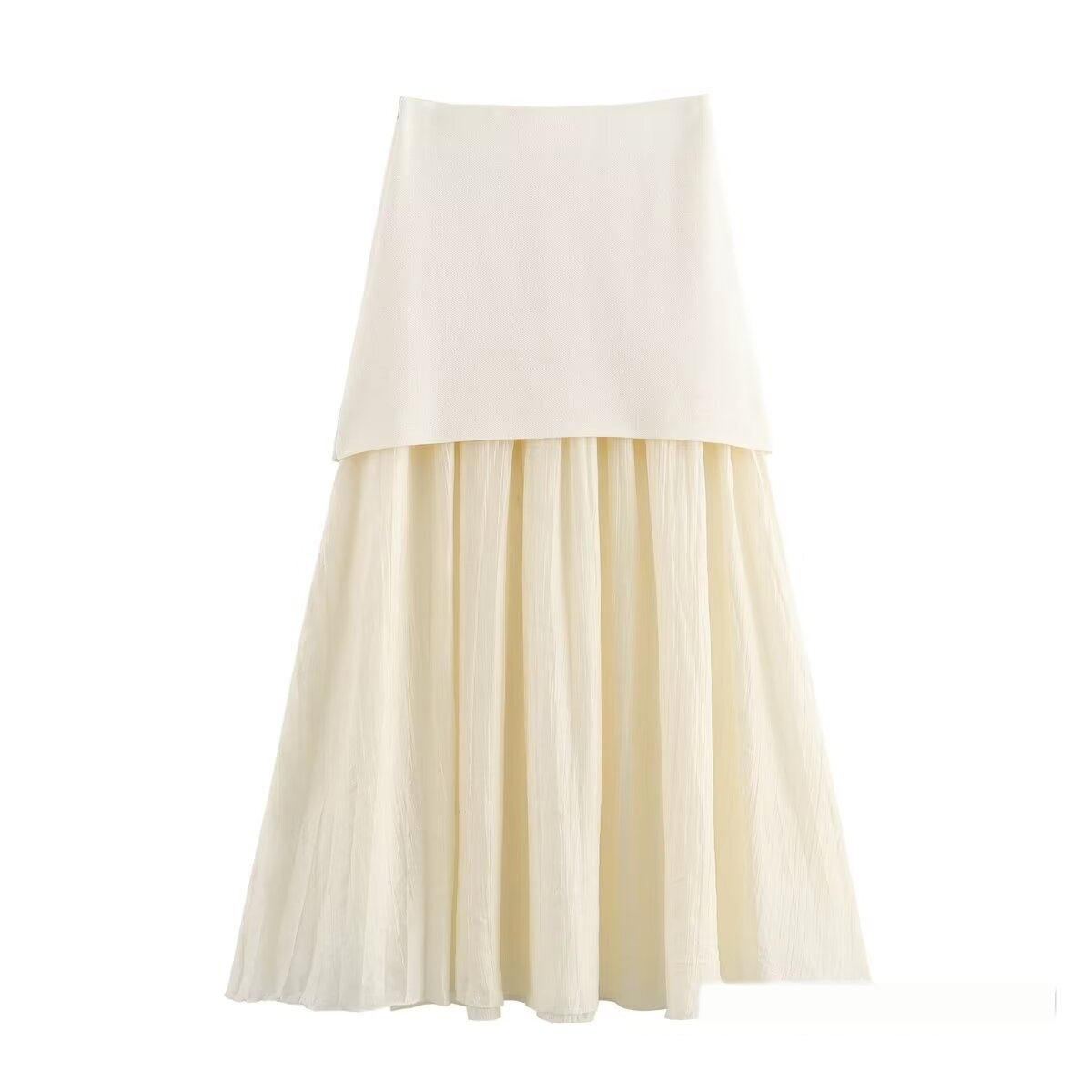 Women's Pleated Skirt with Patchwork, Chic Look